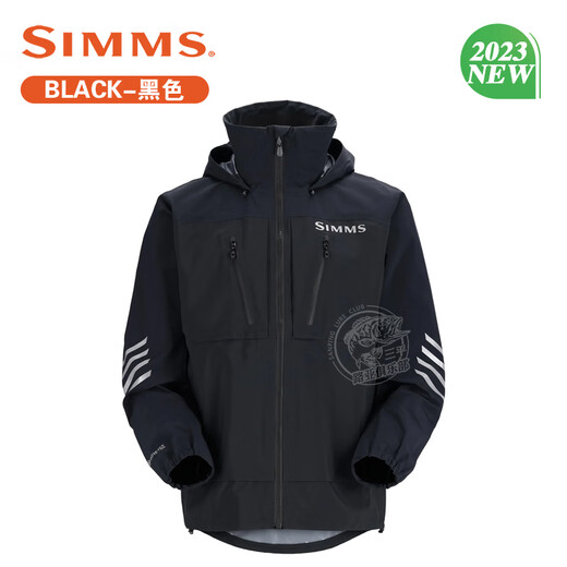 SIMMS23 New Simms Outdoor Windproof and Rainproof PRODRY Jacket Waterproof Luya Fishing Wear Jacket Pants Black Jacket M