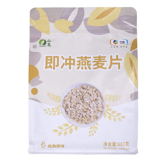 I中粮即冲燕麦片681g即食免煮早餐冲饮开水热冲泡燕麦 即冲燕麦片681gX2袋