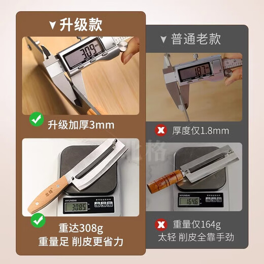 Beiges Zuckerrohrmesser, Spezialmesser zum Schälen von Ananas, Haushaltskürbis- und Melonenschälmesser, Schälmesser aus Edelstahl, Schälwerkzeug für harte Haut, 1 Packung, gewichtetes Zuckerrohrmesser aus Edelstahl