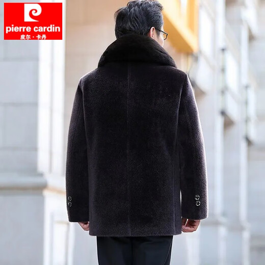 Pierre Cardin middle-aged and elderly men's mink fur coat men's short coat plus velvet thickened coat dad and the elderly winter clothing black plush lining one 180/96A recommended 110-125Jin Jin equals 0.5 kg
