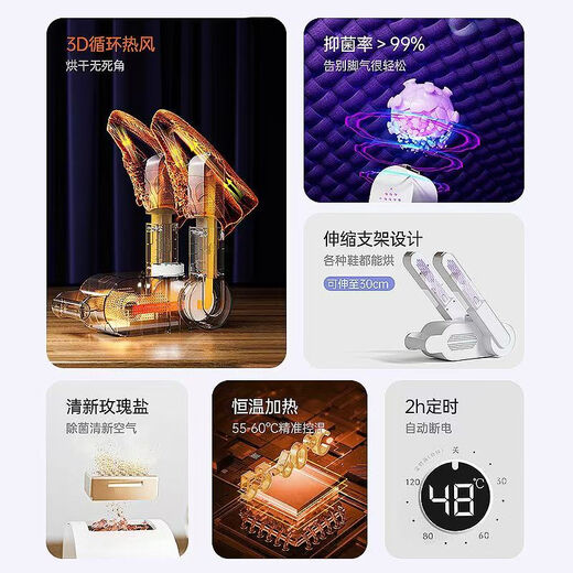 Jipin Ecological Chain Brand Jipin Intelligent Shoe Dryer Purple Light Sterilization and Deodorizing Shoe Dryer High Temperature Timing Multi-effect Drying Jipin Large Folding Model