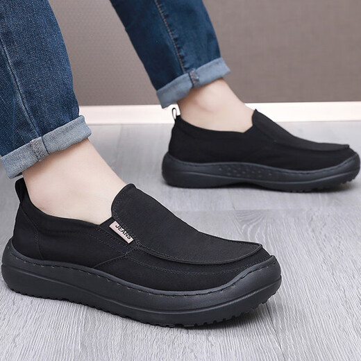 Qianpai alter Peking-Stoffschuhe Herrenschuhe ein Fuß weicher Sohle Nicht-Schlupf-Freizeitschuhe die ganze Saison Leichte, atmungsaktiv