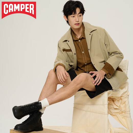 CAMPER men's shoes Pix new thick heel thick sole Martin boots mid-tube boots round toe casual ankle boots motorcycle work boots short lace-up BKX/black 42