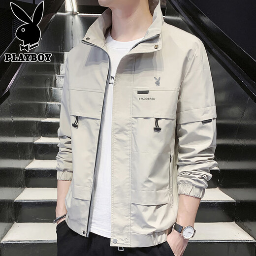 Playboy (Playboy) Chaqueta Chaqueta de carga para hombres Spring Men's Casual Workwear Workwear Worked Top Top Jhaki XL
