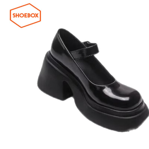 Shoe cabinet Daphne Group's thick-soled heightening small leather shoes for women 2024 summer new high-heeled college style single shoes black 35