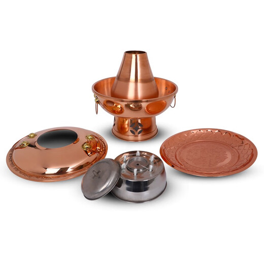 Copper Liufu copper hot pot burning environmentally friendly oil large copper pot thickened charcoal copper hot pot burning alcohol stove old Beijing meat shabu copper pot 32 cm clear soup pot (for use by less than 6 people)