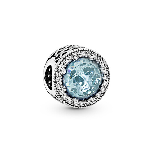 PANDORA Glacier Whisper Charm Light Blue 925 Silver DIY Beads Sparkling Premium Birthday Gift for Girlfriend Shining Heart Onesize