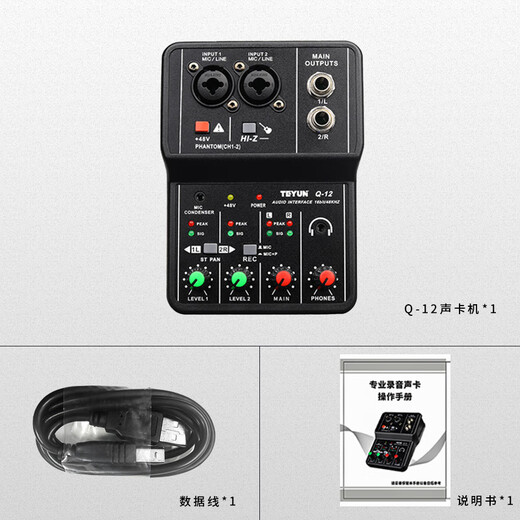 MICGRS mobile computer live broadcast sound card set USB sound card high-definition recording professional post-dubbing radio music arranger delivery audiobook anchor guitar instrument 48V Q12 (computer only)