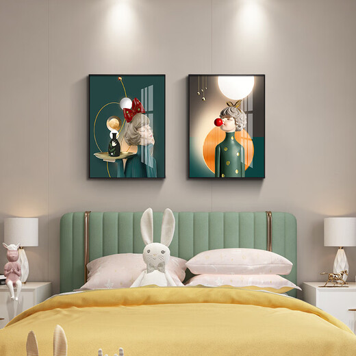 
Little Lulin children's room decoration paintings, little boy's room hanging paintings, cute bubbles, female bedroom bedside paintings, inspirational astronaut murals 13784-Bubble Girl Tempered Crystal Porcelain-70*90 Black Frame