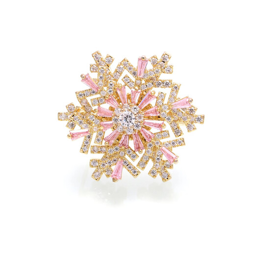 Qianbaolai Snowflake Brooch Rotating Luxury Coat Suit Pin Trendy Men's Corsage Accessories Silver and Black