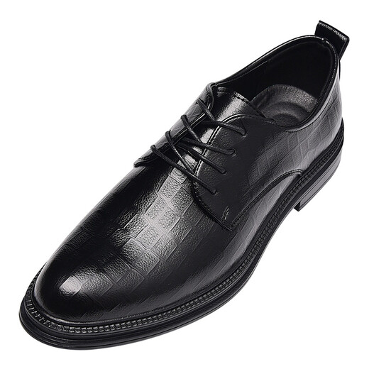 Zapatos de cuero para hombres, cordones de punta puntiaguda, ropa formal de negocios, zapatos casuales de estilo británico, traje de vellón de invierno más lana, zapatos de boda de novio, cuero de vaca negro 1699, 38 talla de zapato de cuero estándar