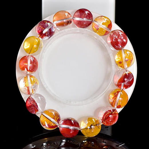 SHIMAO Level Natural Fire Natural Phoenix Feather Fantasma Fantasma Bovino Bovino Rojo Rose Rojo Koi Flor Pulsera Temperamento de pareja 1105 Koi Gum Flower 11.2 mm