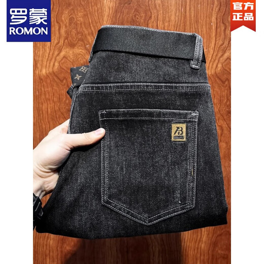 Romon Black Plus Velvet verdickte Jeans für Männer Herbst und Winter 2025 Neue Herrenhosen Winter Neues Produkt 691 Black 28