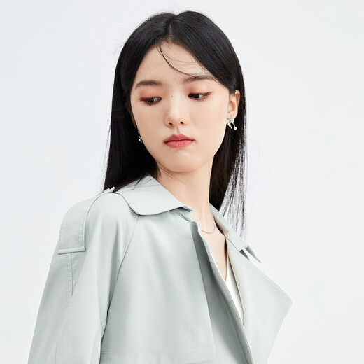 
Autumn Water Yiren French Trench Coat Women's Spring New British Style Double Breasted Temperament Loose Top Water Green M