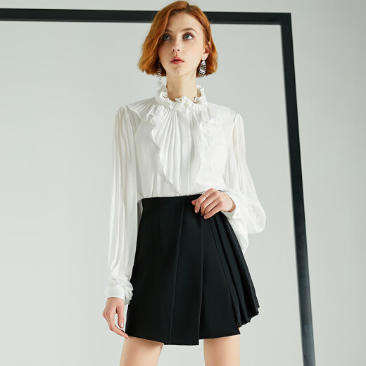 AUI Versatile Skirt Women's Spring Clothing Small 2022 New Fashion Women's Black Short Irregular Half Skirt Black S