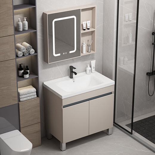 HKFF Honeycomb Gabinete de baño de aluminio Cerámica Integrada Integrada Baño Lavado Gabinete Combinación Balcón Basina Fregadero Findeo F828 Honeycomb 80cm