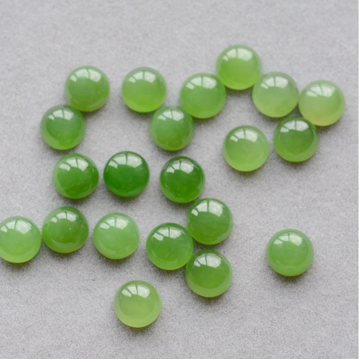 Chishe Hetian jade jasper egg ring face plain jewelry loose stone inlay for Russian origin elliptical curved surface 5*7mm/approximately 0.8-1.0 carat