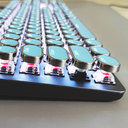 罗技（Logitech） K845 有线机械办公键盘 游戏电竞 朋克复古键盘外设电脑笔记本节日礼物 diy个性键帽 K845(青轴)+经典朋克键帽-蓝