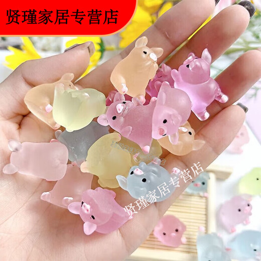 Moran Nuoer luminous piglet three-dimensional ornaments cute creative mini fat desktop cartoon decorative children's gift ornaments luminous piglet 20 pieces