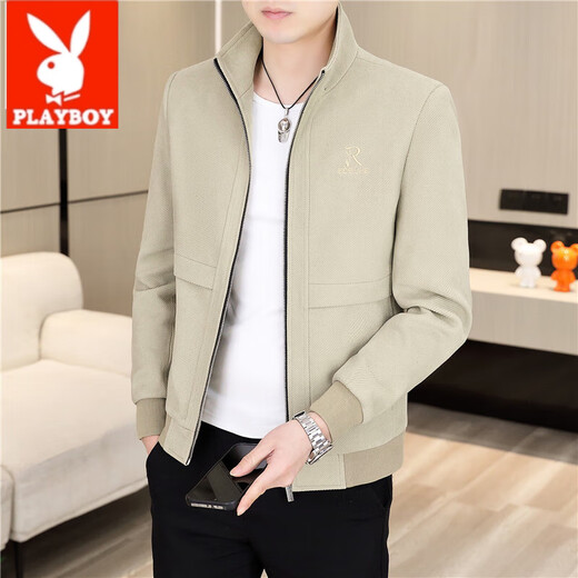 Playboy (Playboy) Herren neuer Stand-up-Kragenjacke Reißverschluss Hemd Top Frühling und Herbst Casual Fashion koreanischer Stil junge hübsche hübsche Boy Jacke 2687 Black M.