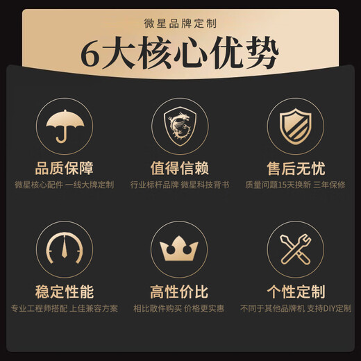 微星（MSI）intel酷睿i3 12100/13100核显准系统台式组装电脑家用办公游戏直播设计师多屏炒股主机DIY整机全套 配置五：i3 13100丨16G丨1TB