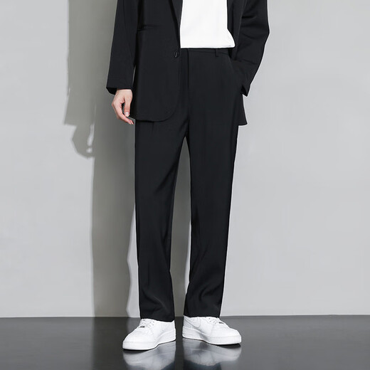 Брюки Blue Little White's Slim-Fit, без гладильных бизнес-брюк. Брюки для мужчин чернокожие молодые офисные работники с прямыми ногами Черный X-01 XL (135-145JIN [JIN равно 0,5 кг])