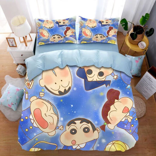 Shantou Lincun Crayon Shin-shirt four-piece set l Crayon Shin-shirt single set bed linen student dormitory quilt cover 1.5 meters P69-Shin-4-J20(cnecz) 1.0m bed sheet style (quilt cover 150*200)-Z84
