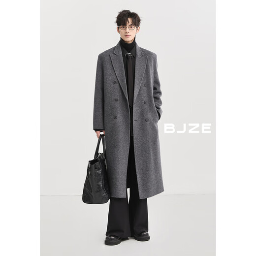 
Earl Dowel Goose-in-Line Full Wool Double-Side Wool Coat 100% Men's Long Over-Knee Warm Jacket 2024 Autumn and Winter New Style Black (plus removable-Goose-In-Line) M (170)