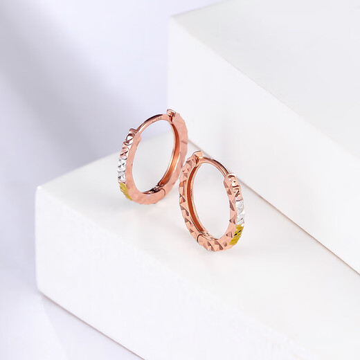 Saturday Fu 18K gold earrings for women three-color gold earrings KI091470 pair birthday gift