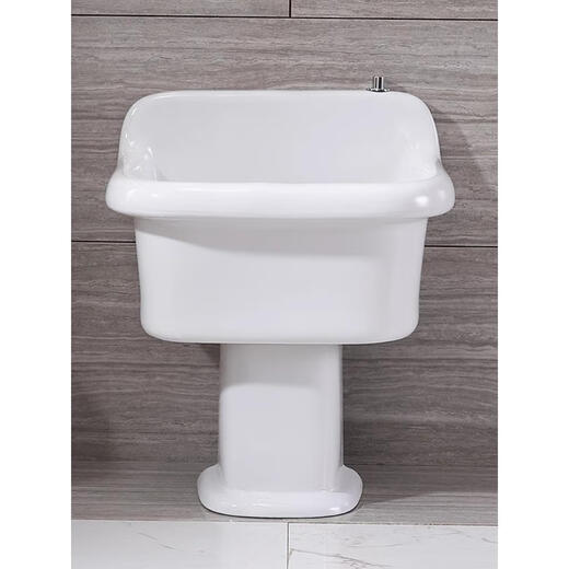 Balcony ceramic mop pool household high-leg split floor-standing mop pool basin large bathroom mop pool 58 cm Taiwan controlled drain 20 cm pillar