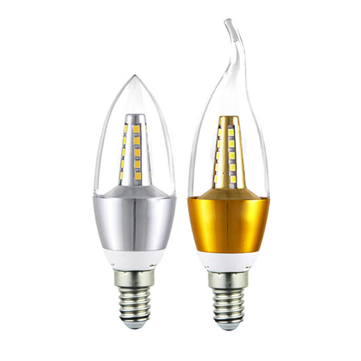 Guan'an LED candle bulb spiral E14 small screw mouth energy-saving lamp lobby restaurant tip bubble crystal chandelier light bulb shipped from Beijing warehouse golden tip bubble 12w warm light