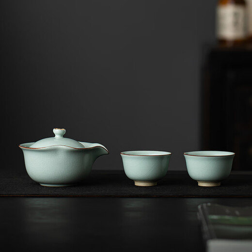 Song Yunru kiln tea set small set hand-held pot tea cup office tea one pot two cups gift box birthday gift souvenir Youran hand-held pot one pot two cups (gift box)