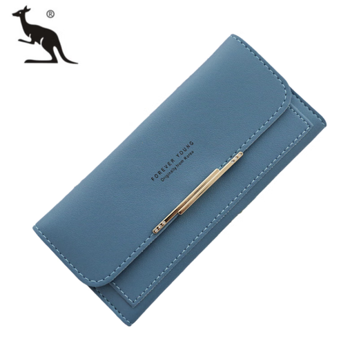 Cool Kangaroo 2025 NUEVA billetera japonesa y coreana Long embrague para mujeres Gran capacidad Posición múltiple Color sólido simple Versión de materia de materia de materia de polvo profunda y de moda