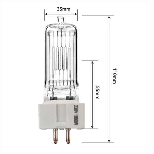 Spotz Spotlight Tungsten Filament lampe GX9.5 1000W / 2000W Marine Searchlight Bulb 6996p WA Silk Lamp G38 230V 2000W 300W