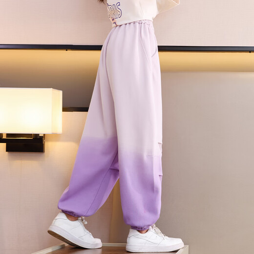 优优1点（Yoyo one）女童裤子春秋儿童新款秋装运动裤2025卫裤女大童洋气长裤 4882白色+16207粉紫（加绒套装 170cm