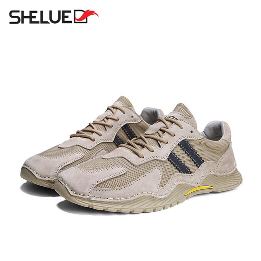 Luxury (SHELUE) brand mesh shoes men's shoes 2025 spring and summer new breathable trendy shoes casual sneakers thin dad shoes 9912 brown 41
