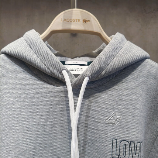 鳄鱼Lacoste法国鳄鱼国内代购SMILEY联名笑脸灰色连帽卫衣SH9276-98 灰色 4JV 5码(180/96A)