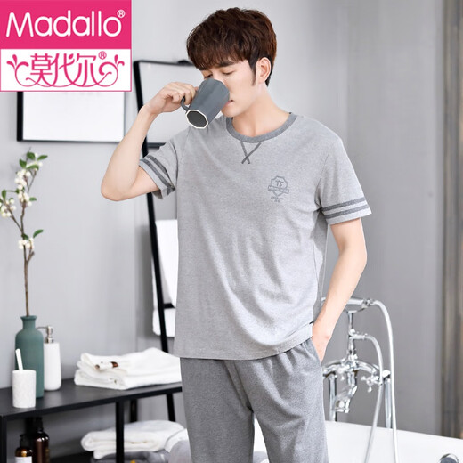 Modal pajamas men summer Xinjiang cotton pure cotton short-sleeved trousers teenagers thin summer cotton men's student 9922 M (165)