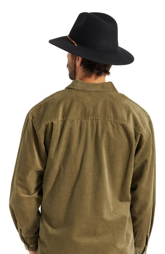 BRIXTON outdoor wool felt hat 9cm wide brim adjustable unisex classic black//white Large