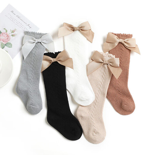 Midur Girl Baby Strümpfe im Sommer Dünne Neugeborene Mittelröhrenstrümpfe in der Sommerprinzessin Einjährige pure Baumwoll-Überknee-Babysocken Aprikosen + Kaffee (zwei Paar Waldbogenstrümpfe) 1-3 Jahre alte M-Größe (empfohlen für Babys im Alter von 0 bis 3 Jahren)