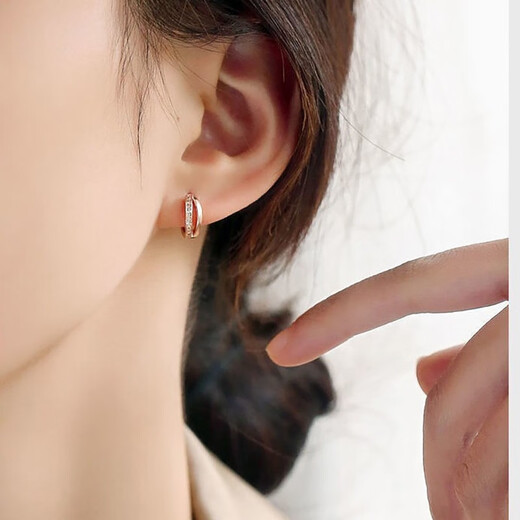 VTL French craftsmanship S925 silver new style earrings, trendy earrings and earrings, rose gold earrings that are easy to take off when sleeping, a Valentine's Day birthday gift for your girlfriend and best friend, hollow diamond earrings - rose gold