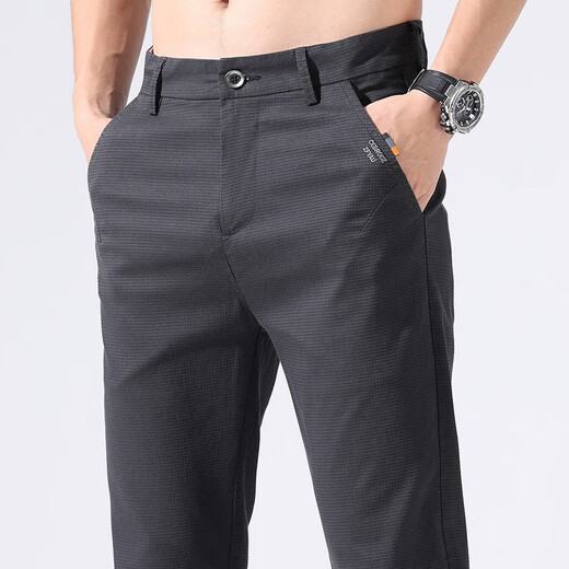 LMAY广州市增城简越服饰个体店升级面料男士嘻哈风裤修身百搭显瘦弹力 653灰色 32码(130-145斤)