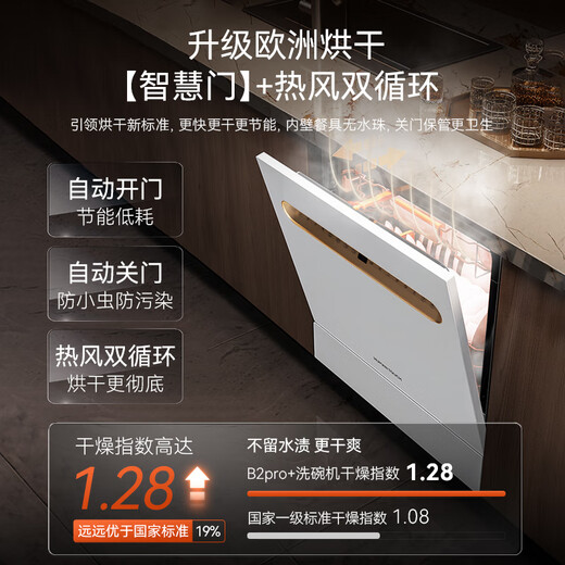 Huiman National Subsidy Tiannv Dishwasher Household Automatic Opening Door Embedded Dishwasher Desktop Integrated Disinfection and Drying Baby Sterilization B2H-13 Set (Gold)