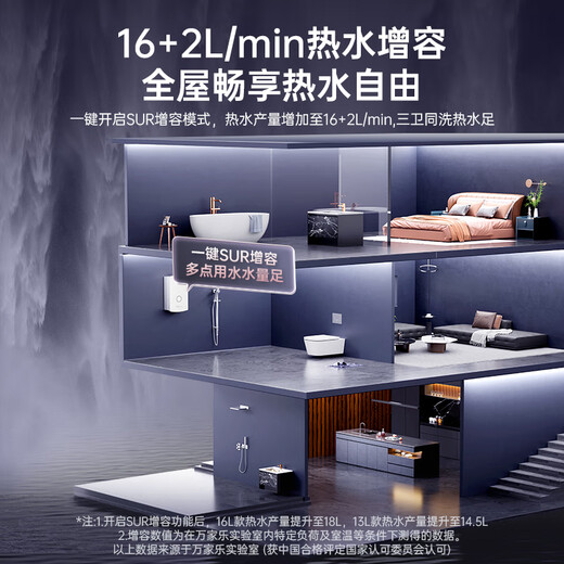 Macro Sleep Wash DS8(F) Energy-saving constant temperature dual-level 16-liter gas water heater natural gas glass screen water servo silent increase capacity large water volume anti-freeze trade-in