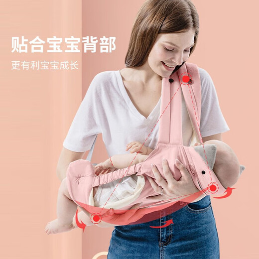 爱宝适婴儿背带背娃抱娃神器前后两用小月新生儿宝宝横抱前抱式CX-2029 软萌粉【0-36个月】防护帽+口袋