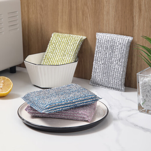 Meliya sponge dishwashing scouring pad 12 pieces of steel wire rags do not shed silk, absorb water, remove oil stains, wash dishes and pots, clean artifact
