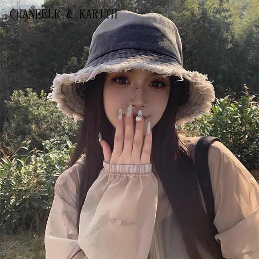 CHANEELR / KARITH sun protection hat for women 2025 new summer denim big head circumference sun hat birthday niche gift for girlfriend and wife black single size