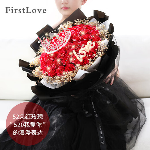 AIMORNY 52 roses eternal soap flowers delivered in the same city for New Year, Valentine's Day and birthday gifts for girlfriend other than flowers