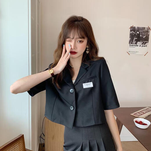 LPOX外套夏季女薄款2025新款网红炸街设计感小个子短款女式外套西服款 白色684款 M 95/105斤