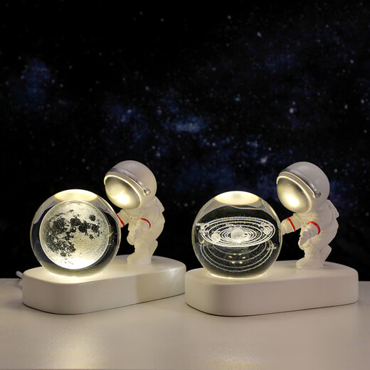 Fascini Astronaut Night Light Little Prince Crystal Ball Luminous Base Desktop Ornament Birthday Gift Beloved Astronaut - Starry Sky Gift Box
